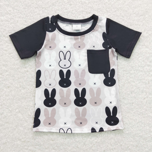 BT0589 Black Pocket Bunny Short Sleeve Top