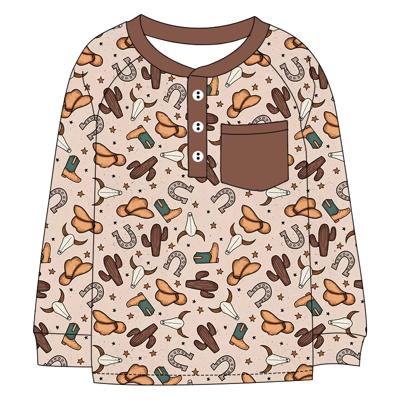 Custom moq 5 each style eta 6-7weeks baby boy clothes catcus hat long sleeve top-25.8.15