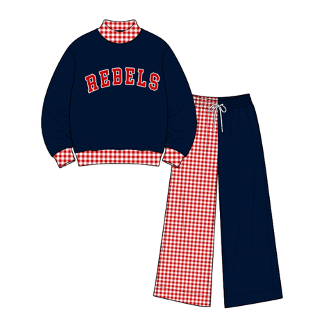 custom moq 5 mix size BYKYSR01 Baby Kids Cute Patchwork Long Sleeve Top Pants Team Clothes Set Jumpsuits