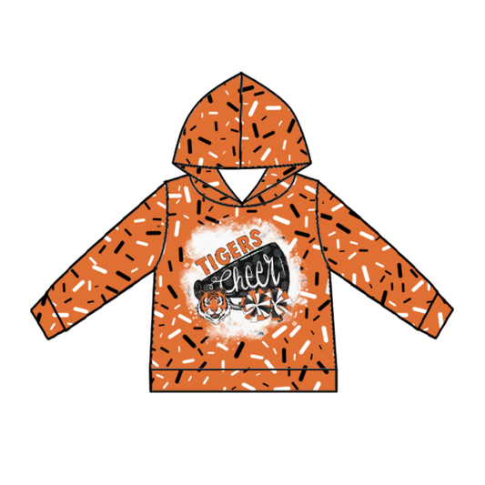 Custom moq 5 mix size milk silk summer team baby girls and boys clothes orange hooded long sleeve top-25.10.24