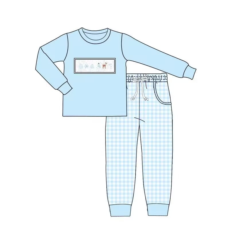 Custom moq 5 each style eta 6-7weeks baby boy clothes blue long sleeve pants sets-25.9.4