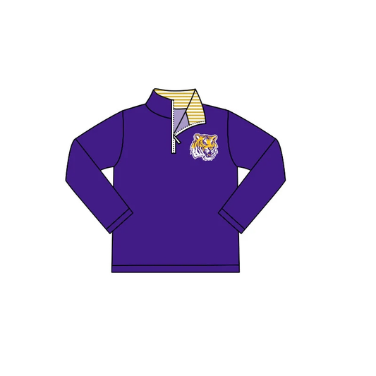 Custom moq 5 mix size milk silk baby girls clothes team purple long sleeve top 2-25.8.1