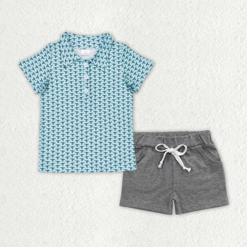 RTS NO MOQ Sibling Baby boy clothes camouflage duck Short Sleeve shorts Suits