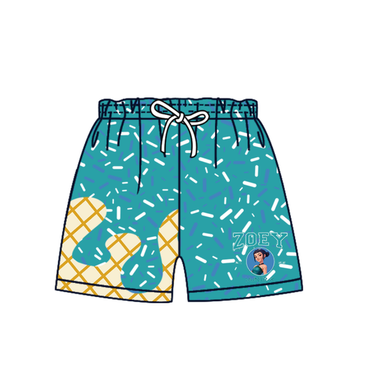 Custom moq 5 mix size milk silk baby boy girl clothes team summer teal shorts-25.10.20