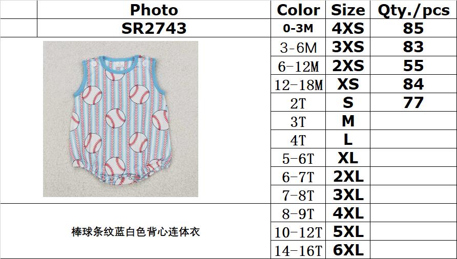 RTS NO MOQ SR2743 Baseball stripe blue and white vest jumpsuit