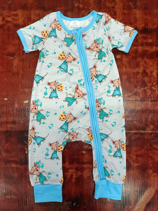 Custom moq 3 eta 6-7weeks baby boys clothes blue short sleeve romper-25.5.10