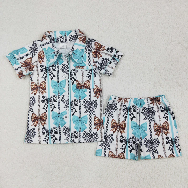 RTS NO MOQ baby girls Clothes short sleeve shorts pajamas Sets