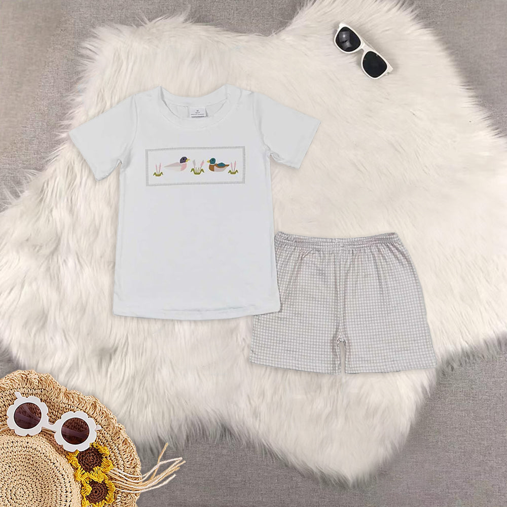 RTS NO MOQ baby boy clothes duck short-sleeved shorts suit & short-sleeved sets
