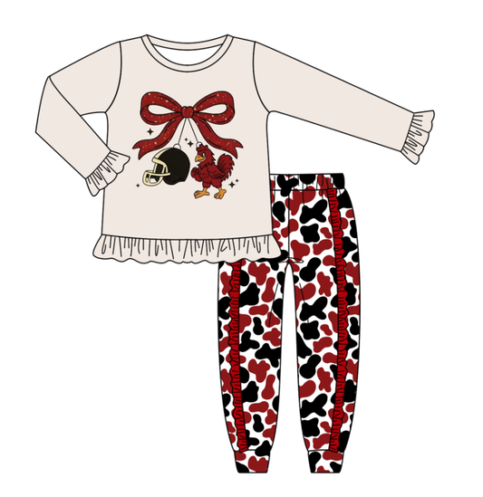 Custom moq 5 mix size milk silk summer team baby boy clothes camouflage bow long sleeve pants sets-25.8.8