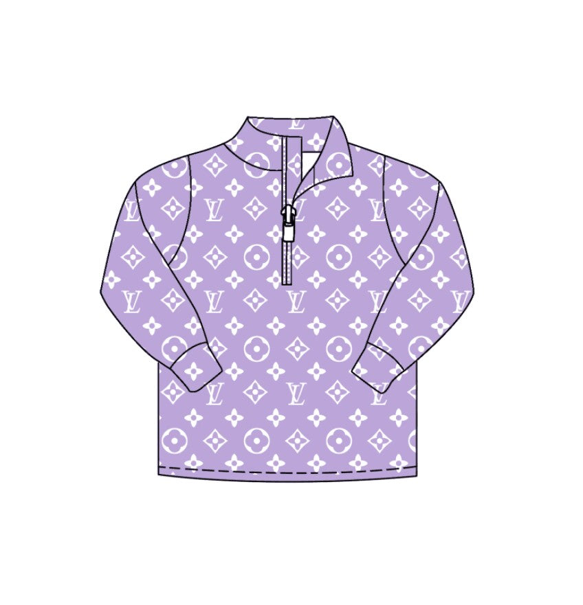 Custom moq 5 each color mix size eta 6-8weeks Pink Brown Letter Zipper Girls Pullover Top
