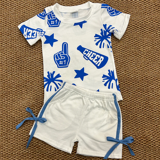 RTS NO MOQ Girls Boys cheers Clothes top and shorts