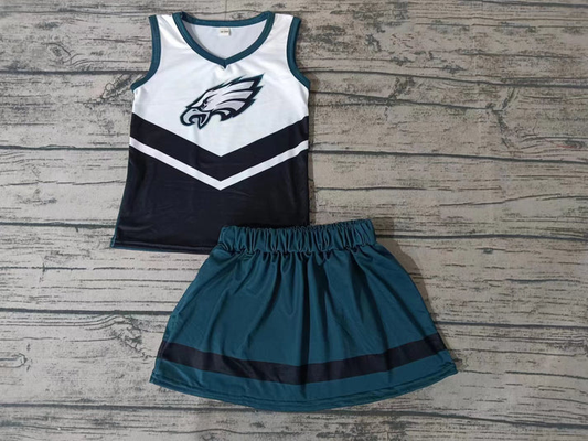 Custom moq 5 each style eta 6-7weeks baby girl clothes team short sleeve skirt sets-25.8.6