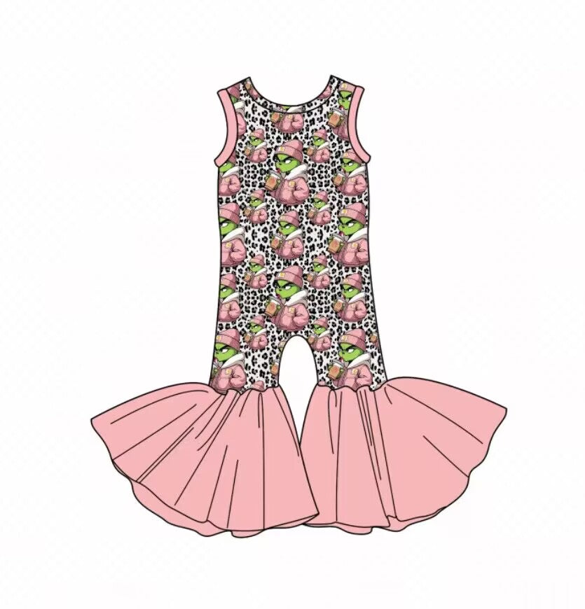custom moq 5 eta 6-7weeks baby girls clothes Christmas pink sleeveless Summer jumpsuit