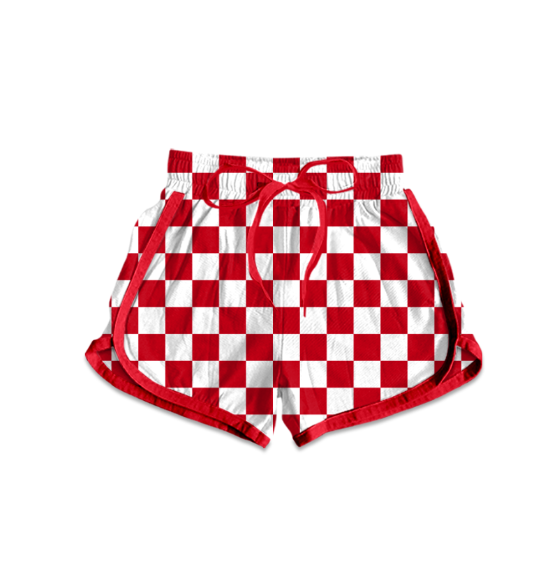 Custom moq 5 mix size milk silk eta 6-8weeks summer team shorts adult and baby girls clothes team summer red shorts