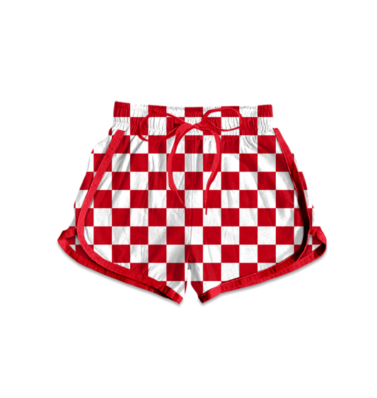 Custom moq 5 mix size milk silk eta 6-8weeks summer team shorts adult and baby girls clothes team summer red shorts