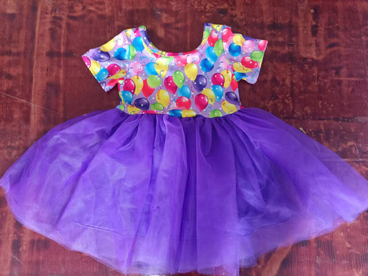 Custom moq 3 eta 6-7weeks baby girl clothes balloon purple short sleeve dress