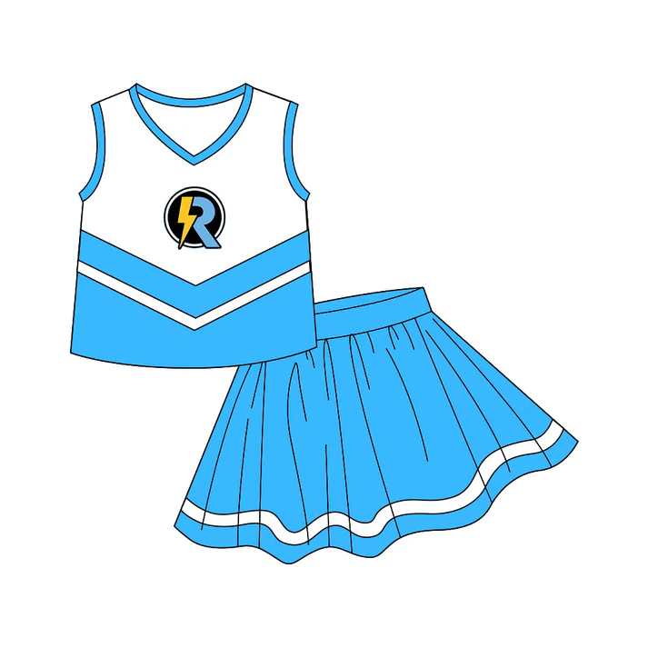 Custom moq 5 each style eta 6-7weeks baby girl clothes team sky blue sleeveless skirts sets-25.8.6