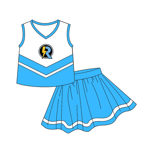 Custom moq 5 each style eta 6-7weeks baby girl clothes team sky blue sleeveless skirts sets-25.8.6