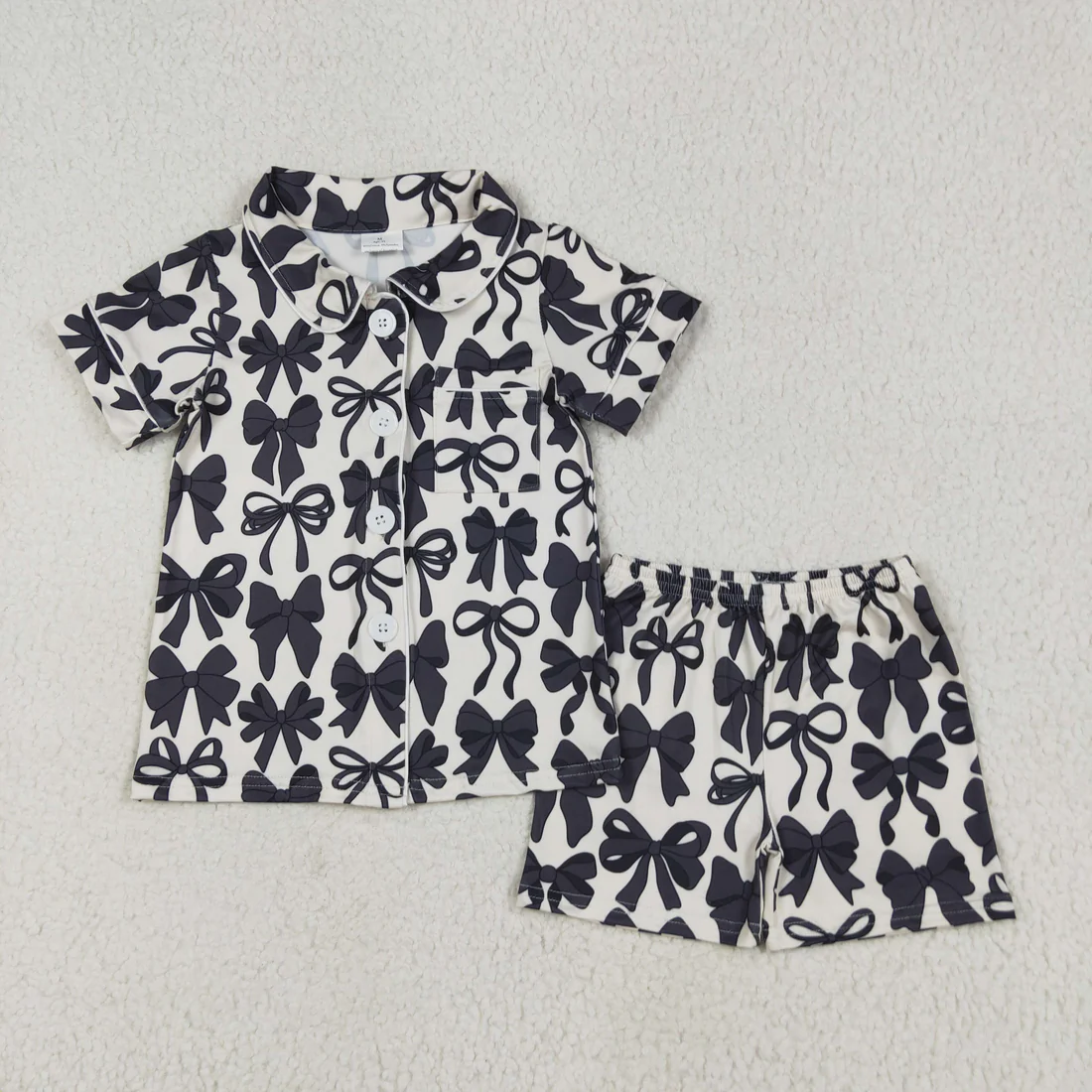 RTS NO MOQ Sibling baby girl clothes and Adult clothes bow kids short sleeve shorts set and adult sets