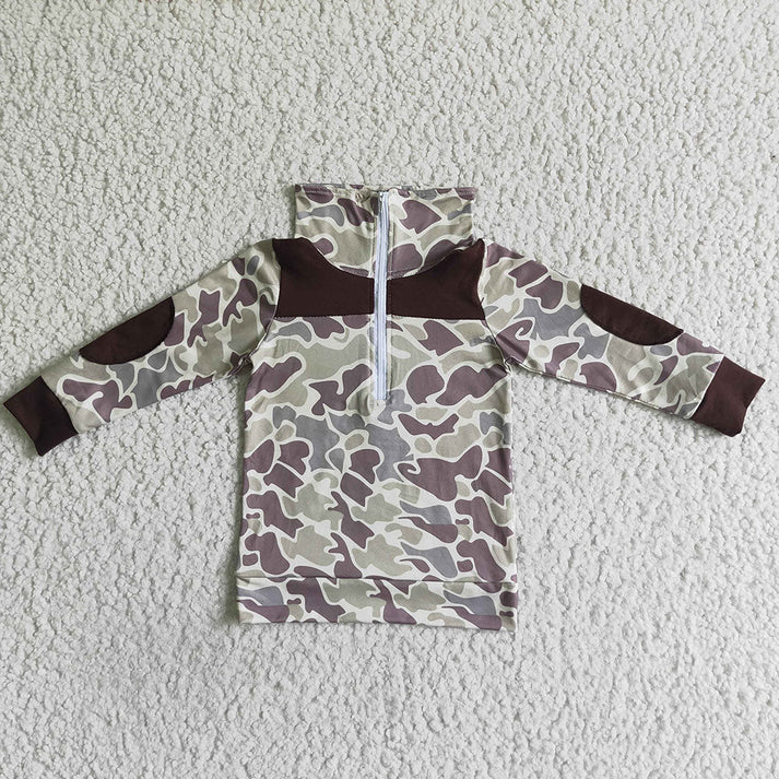 RTS NO MOQ Baby Boys Camouflage Hunting Season Zip Pullovers Tops