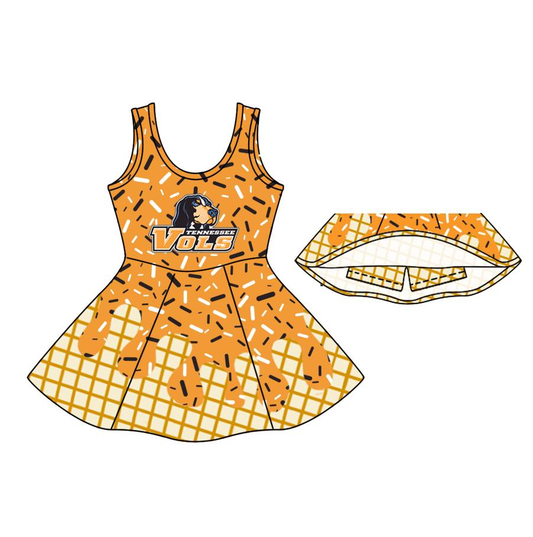 Custom moq 5 each style eta 6-7weeks baby girl clothes team orange sleeveless dress-25.9.4