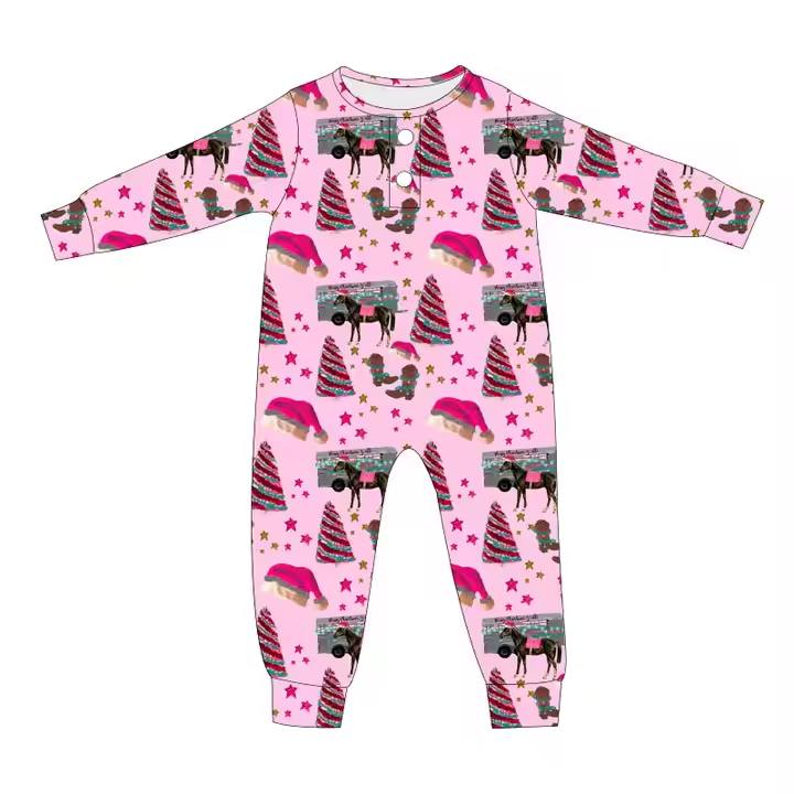 Custom moq 5 each style eta 6-7weeks baby girl clothes Christmas long sleeve romper 6-25.7.25