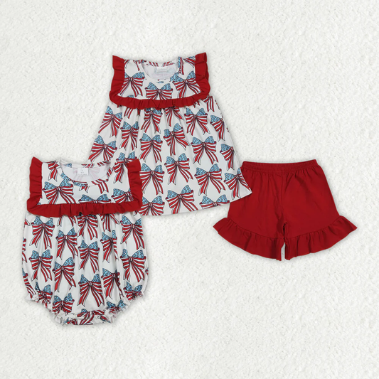 RTS NO MOQ Girls Boys bow Clothes Sets and romper