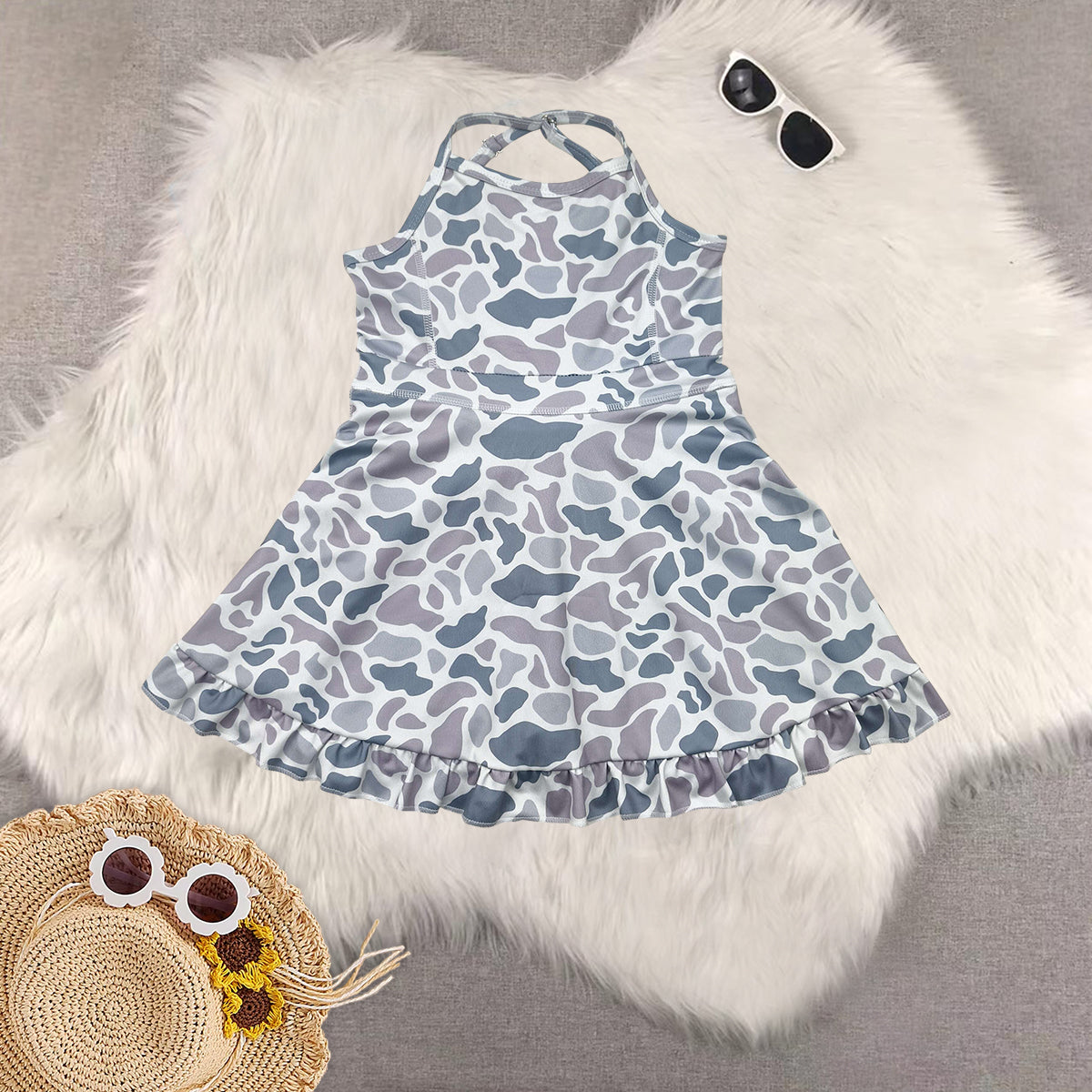 RTS NO MOQ baby girl clothes yoga floral suspender skirt sets