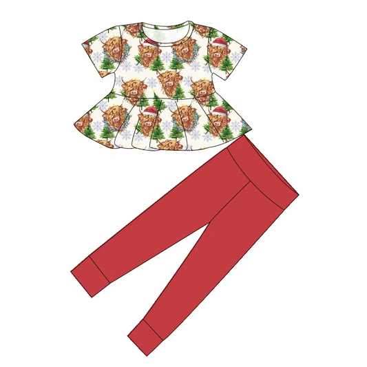 Custom moq 5 mix size milk silk summer baby girl clothes Christmas short sleeve pants sets-25.8.15