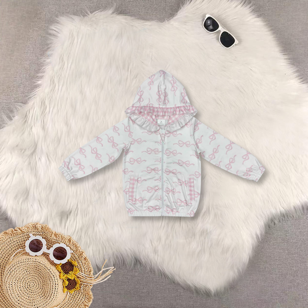 RTS NO MOQ Sibling baby girls clothes floral duck Hooded Zip-Up Long Sleeve Jacket