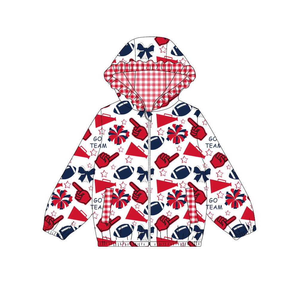 Custom moq 8 mix size milk silk summer team baby girls clothes bow brick red hooded long sleeve top-25.9.30