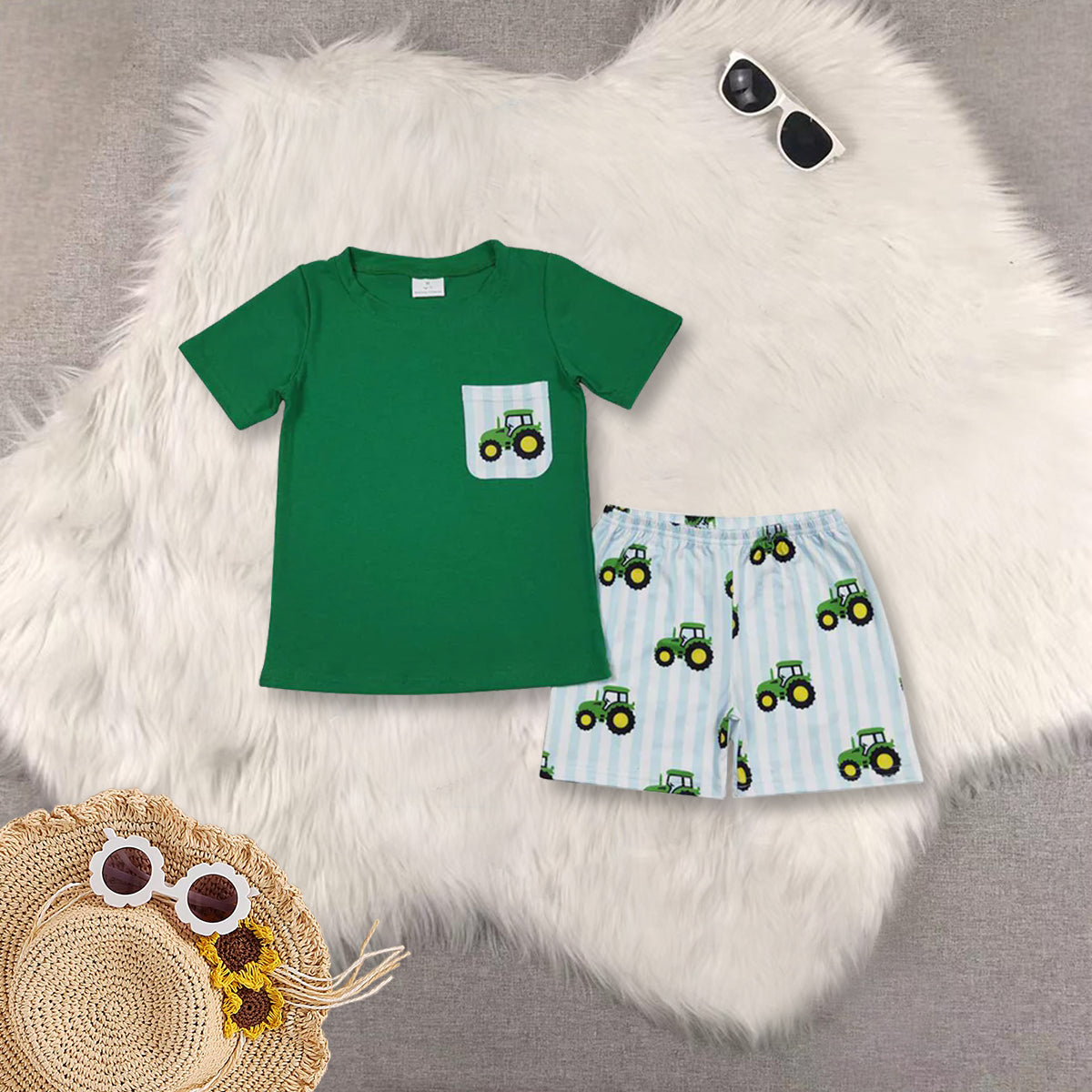 RTS NO MOQ Baby boy girls clothes  Short Sleeve shorts Suit