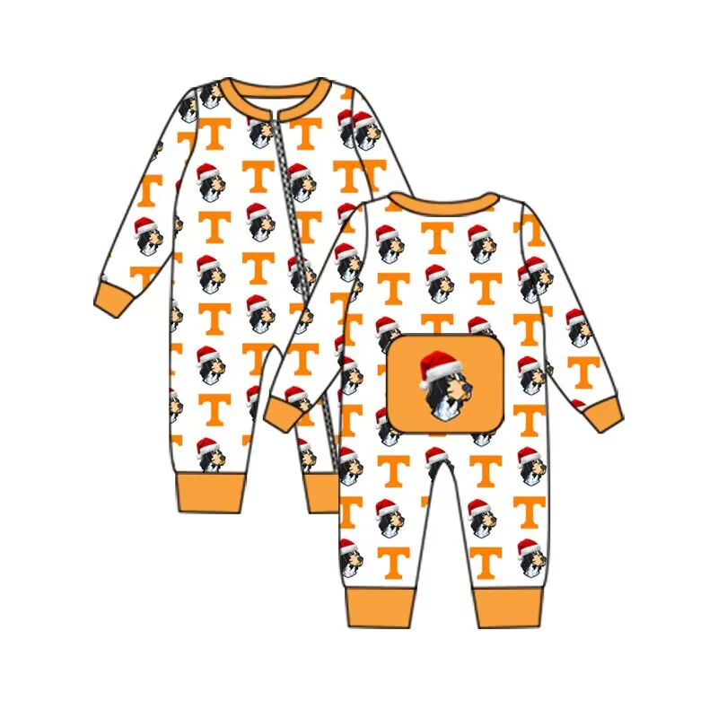 Deadline November 2 custom no moq eta 6-8weeks Orange Letter T-Christmas Puppy Long Zipper Climbing Suit