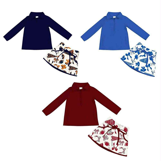 Custom moq 5 each style eta 6-7weeks baby girl clothes Long-sleeved top and skirt suit