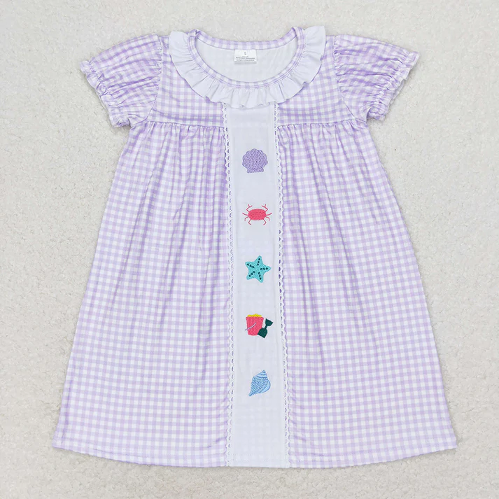 RTS baby girls clothes embroidery short Sleeve dress