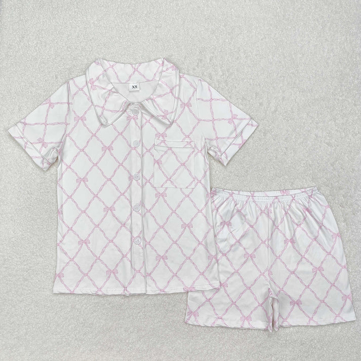 RTS NO MOQ Baby girl clothes Short Sleeve shorts pajamas Suit