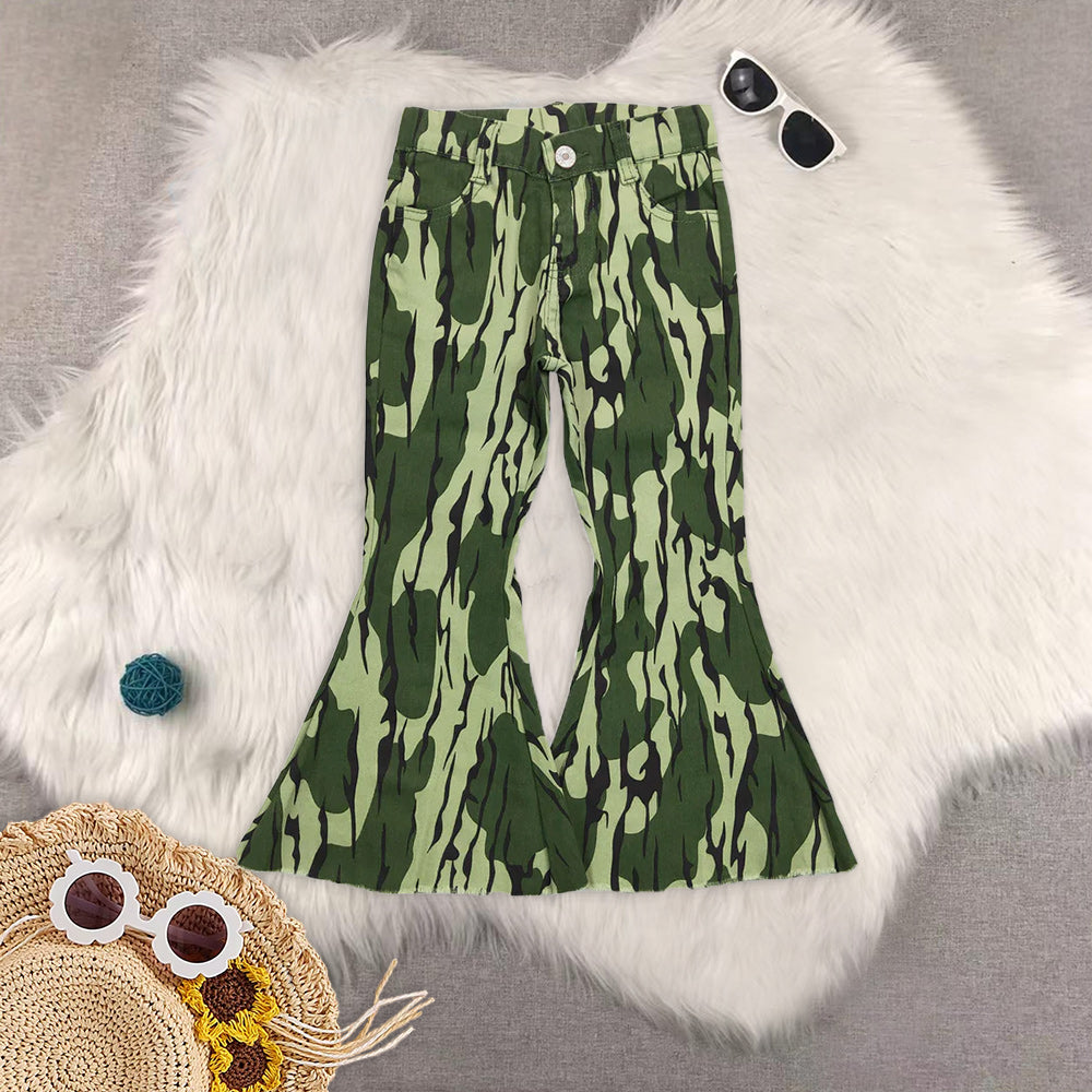 RTS NO MOQ Baby Girls and boys Clothes camouflage Jeans: Flared & Ripped