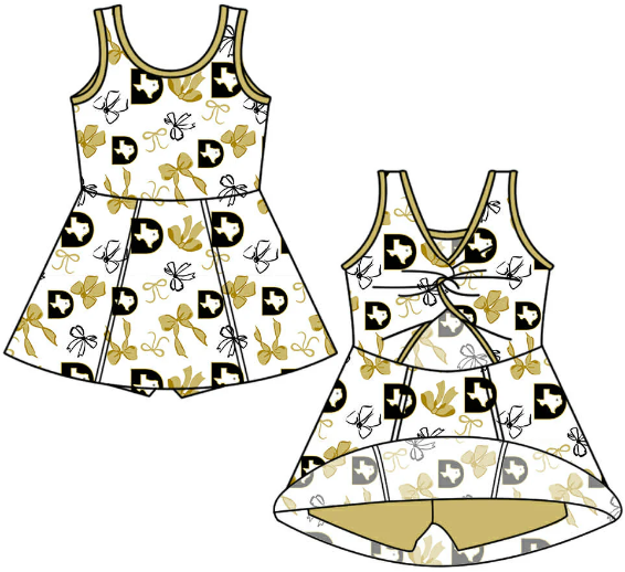 NB010623 Baby Girls Bow Team Sleeveless Yoga Skort Knee Length Dresses