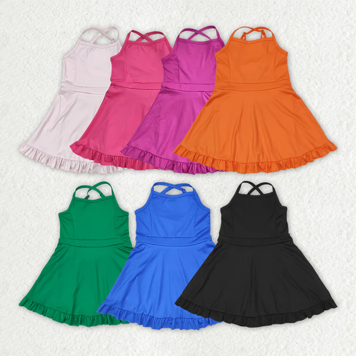 RTS NO MOQ Solid color yoga wear suspender dress