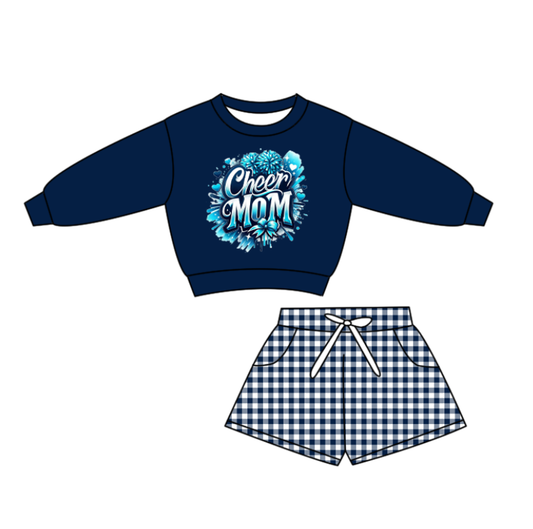 Custom moq 5 mix size milk silk summer teams baby boys clothes blue long sleeve shorts sets-25.10.28