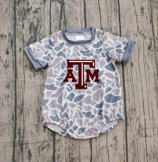 Custom moq 5 mix size milk silk Boy and Girl's Camouflage Gray Camouflage Romper, Milk Silk, Popular, Cute ROMPER