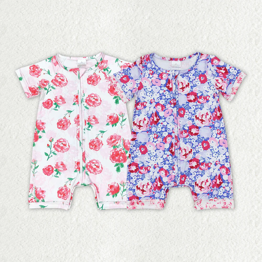 RTS Boys and girls floral Short Sleeve Shorts romper