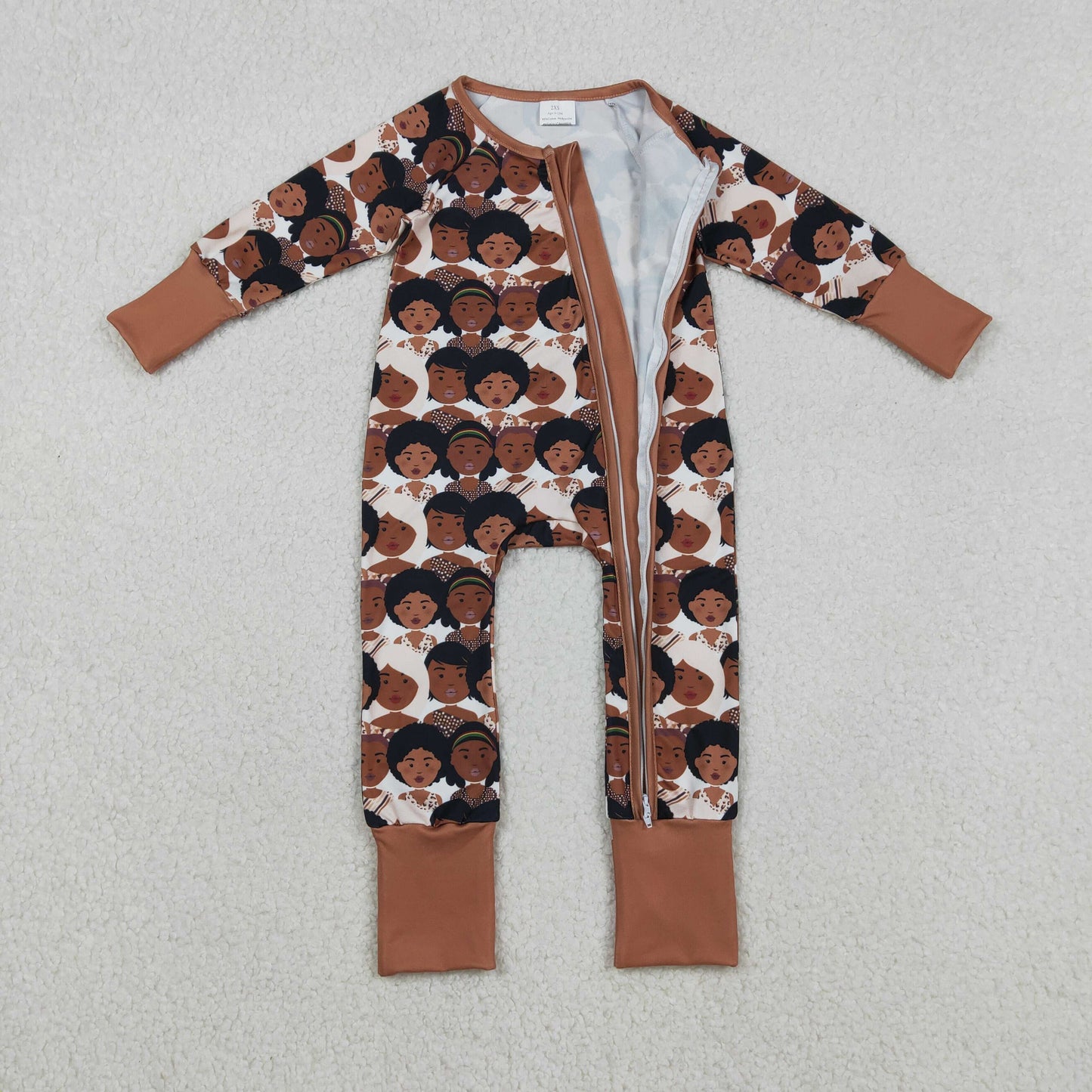 RTS NO MOQ（In Stock ) Black History Month Photo Zipper Long-Sleeve Bodysuit