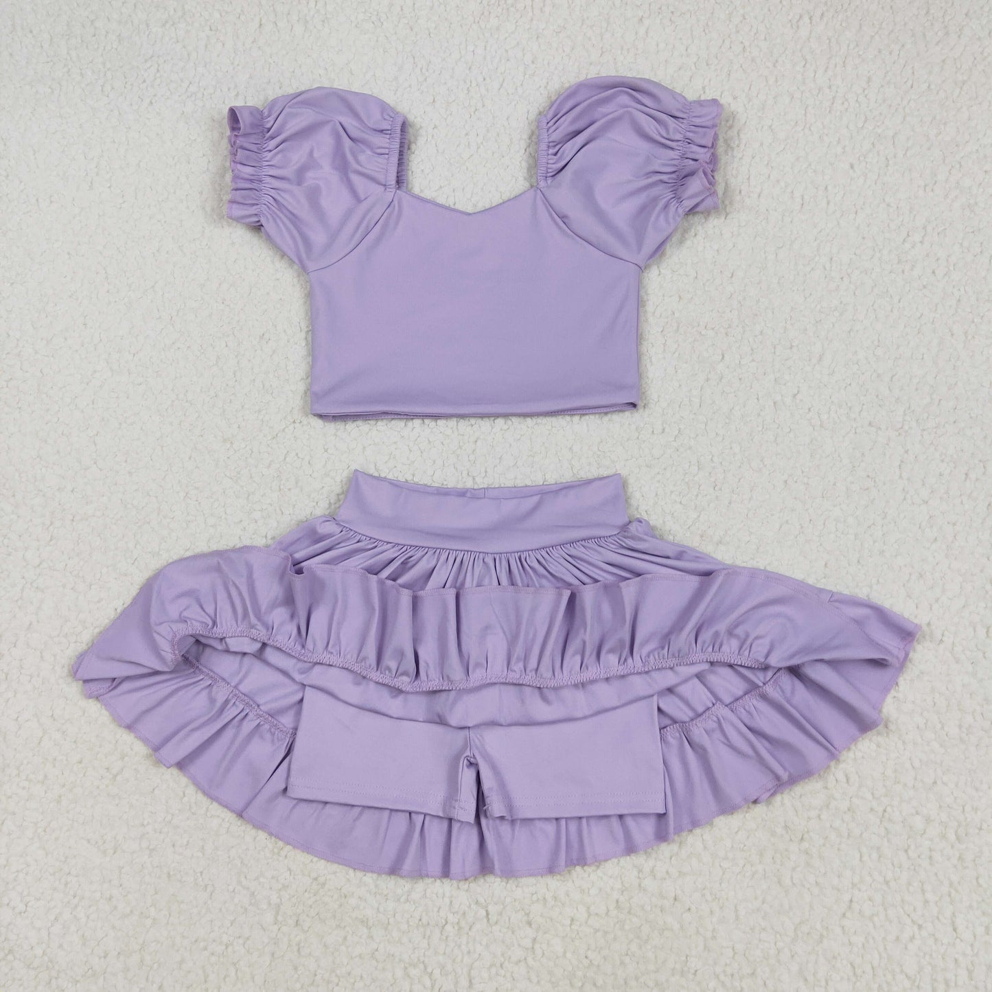 RTS NO MOQ Sibling baby Girls clothes yoga short sleeve Clothes skirts Sets