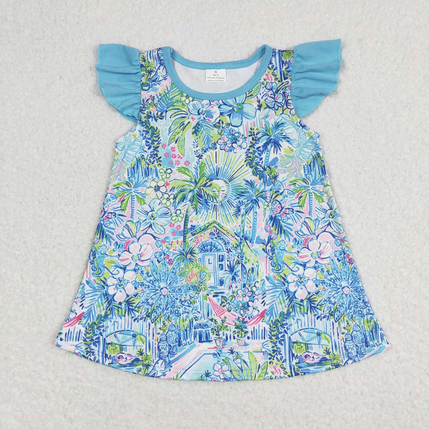 RTS NO MOQ baby girl clothes floral pattern short-sleeved tops