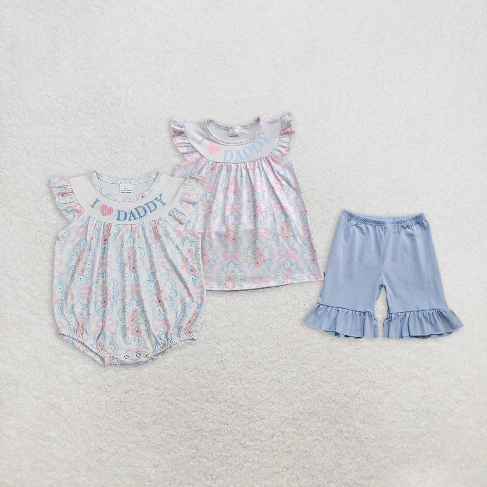 RTS NO MOQ baby girls clothes embroidery short sleeve Rompers Clothes Sets