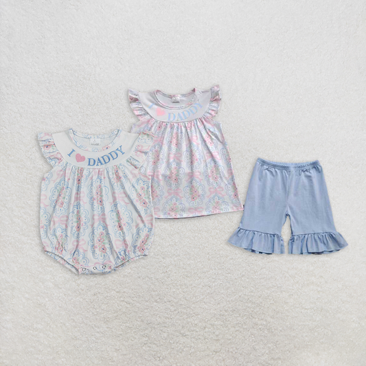 RTS NO MOQ baby girls clothes embroidery short sleeve Rompers Clothes Sets