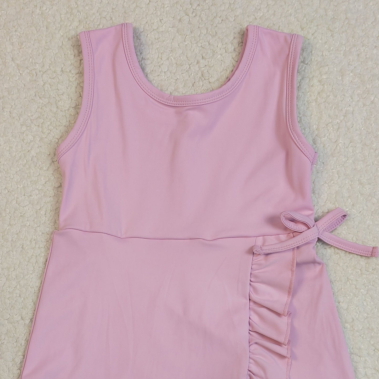 RTS NO MOQ GSD3034 Baby Girls Ruffle Knee Length Dress Pink Sleeveless Yoga Active Casual Outfit