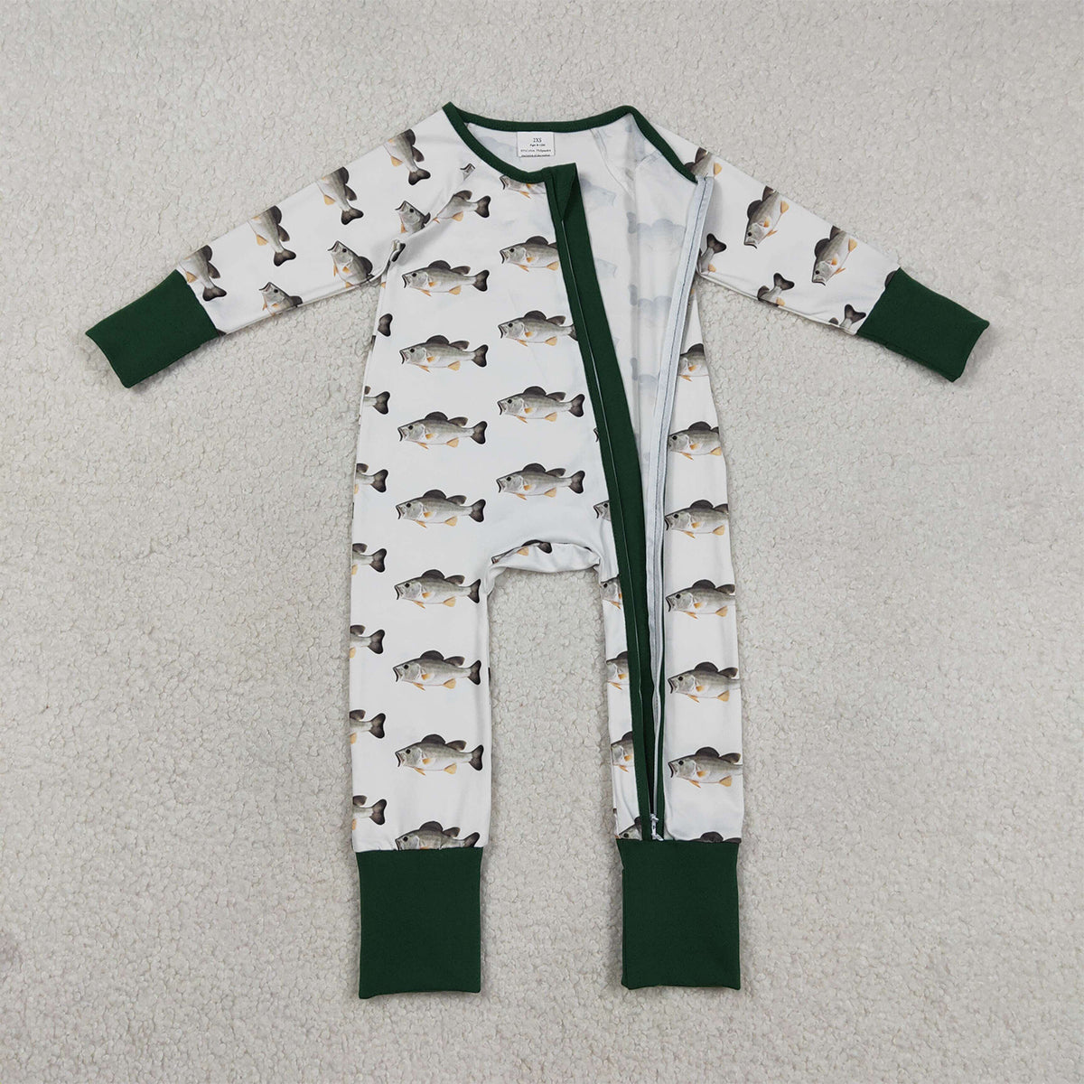 RTS NO MOQ LR2531 Baby Boys Long Sleeve Rompers Fishing Hunting Two-Way Zip Clothing