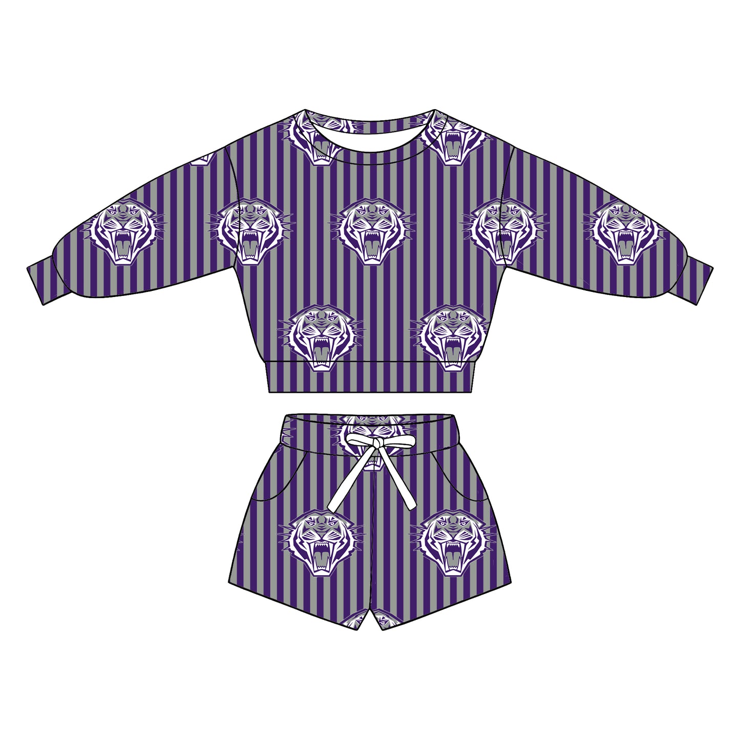 custom moq 5 mix size XY071607 Baby Kids Stripe Long Sleeve Top Drawstring Shorts Team Casual Set